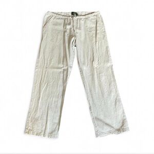 Palm Cotton Drawstring Low Rise Pants Oatmeal Size Large